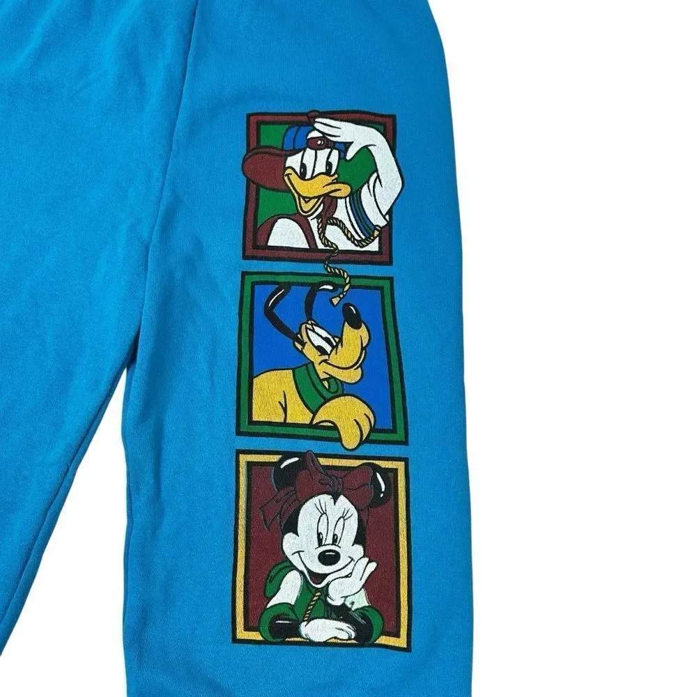 Vintage Disney Sweatpants Donald Duck Minnie Mouse Fleece Blue USA Made M/L 90s